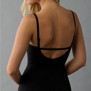 American Eagle Knit Flare Bodycon Cotton Black Jumpsuit Bodysuit Strappy Bootcut